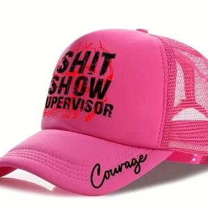 Pink Mesh Trucker Hat with Bold Text NWT